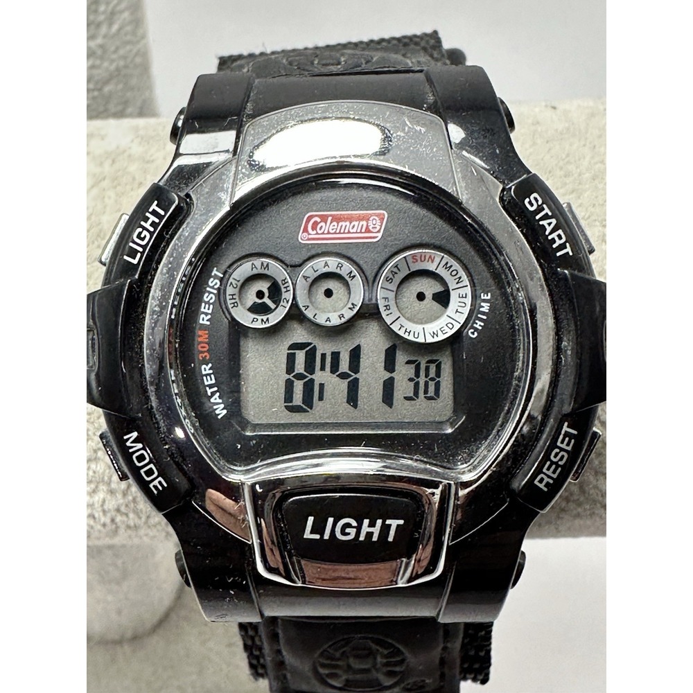 Coleman 40-547 New Battery Mens‎ Watch 44MM 8" Black Nylon Band M75
